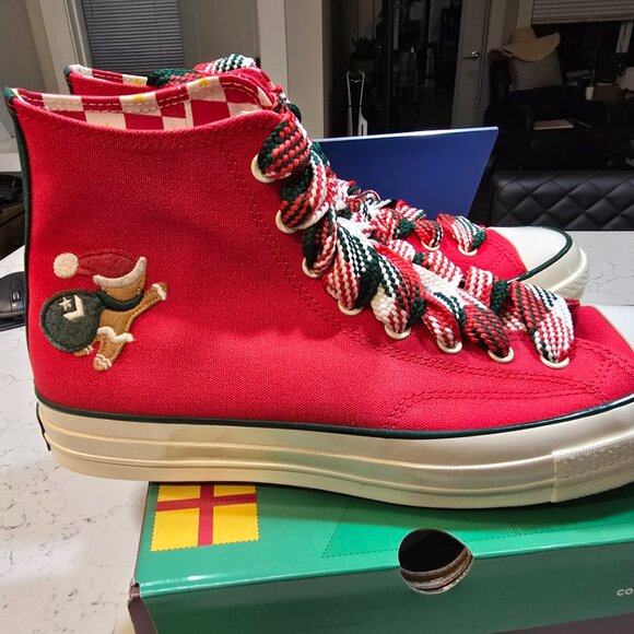 Converse Chuck 70 Hi Christmas 'Gingerbread & Knit Sock' Red A12454C MENS SZ 12 - Picture 6 of 16